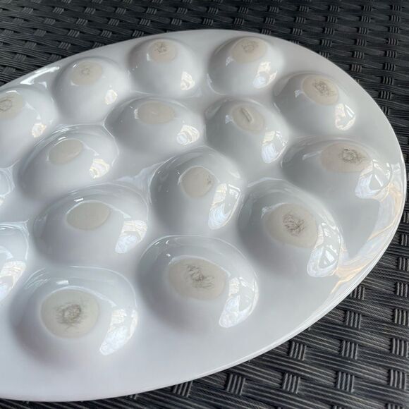 Target Home White Egg Shaped Ceramic Deviled Egg Serving Platter Plate - Picture 14 of 16